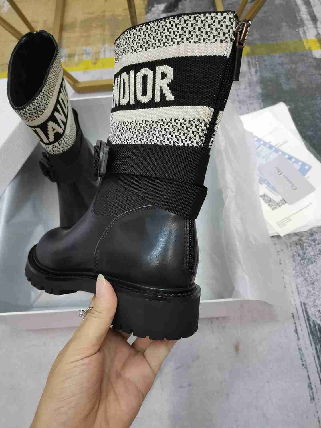 DD D MAJOR ANKLE BOOT FABRIC AND CALFSKIN WHITE AND BLACK