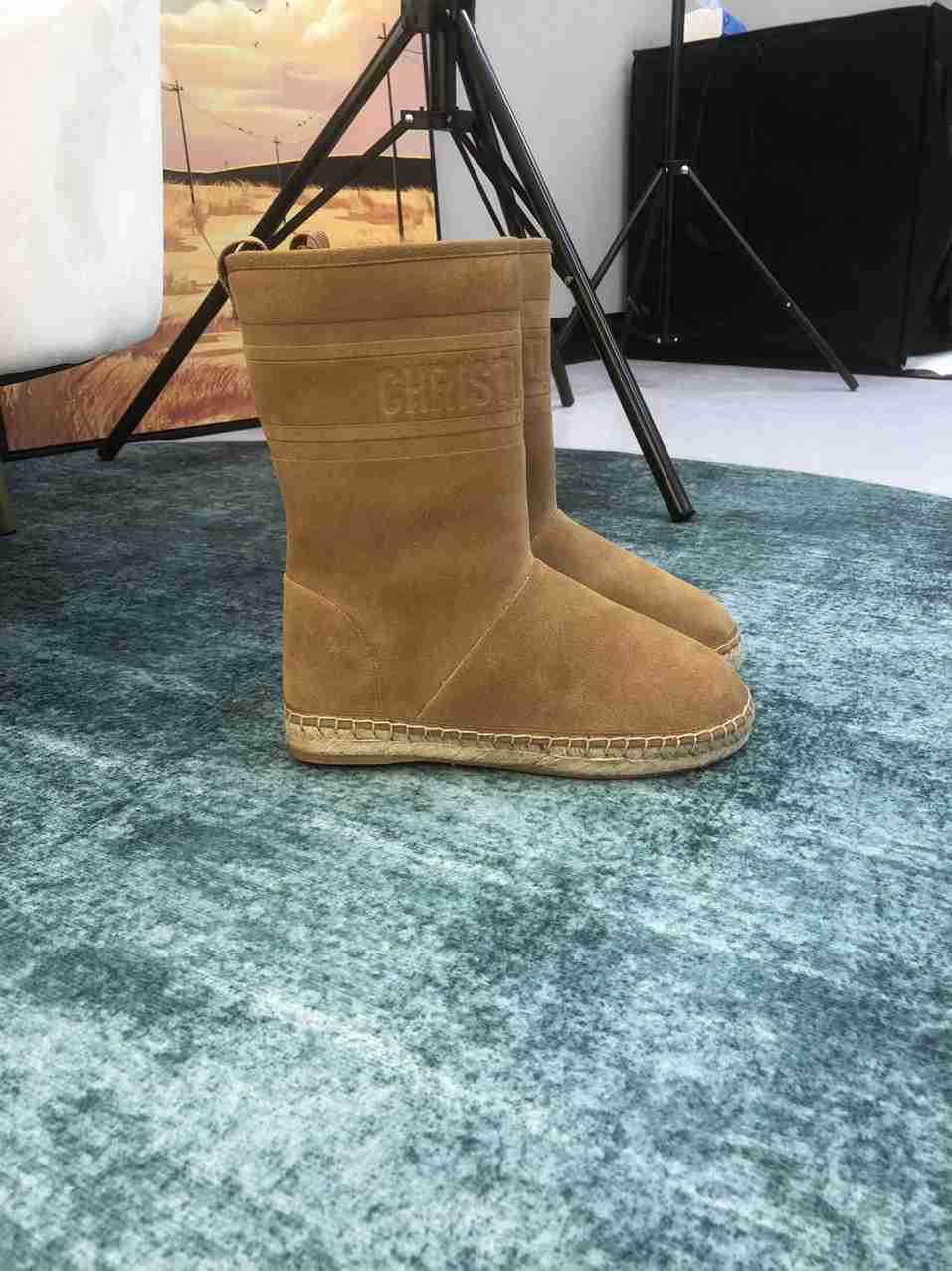 DD CALFSKIN SUEDE SHEARLING GRANVILLE ESPADRILLE BOOTS NATURAL