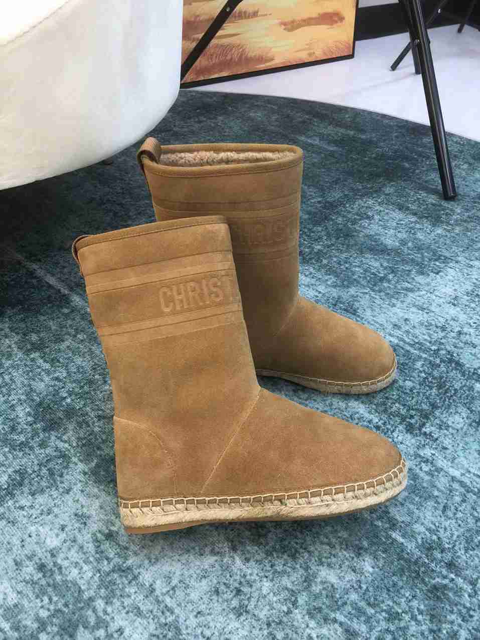 DD CALFSKIN SUEDE SHEARLING GRANVILLE ESPADRILLE BOOTS NATURAL
