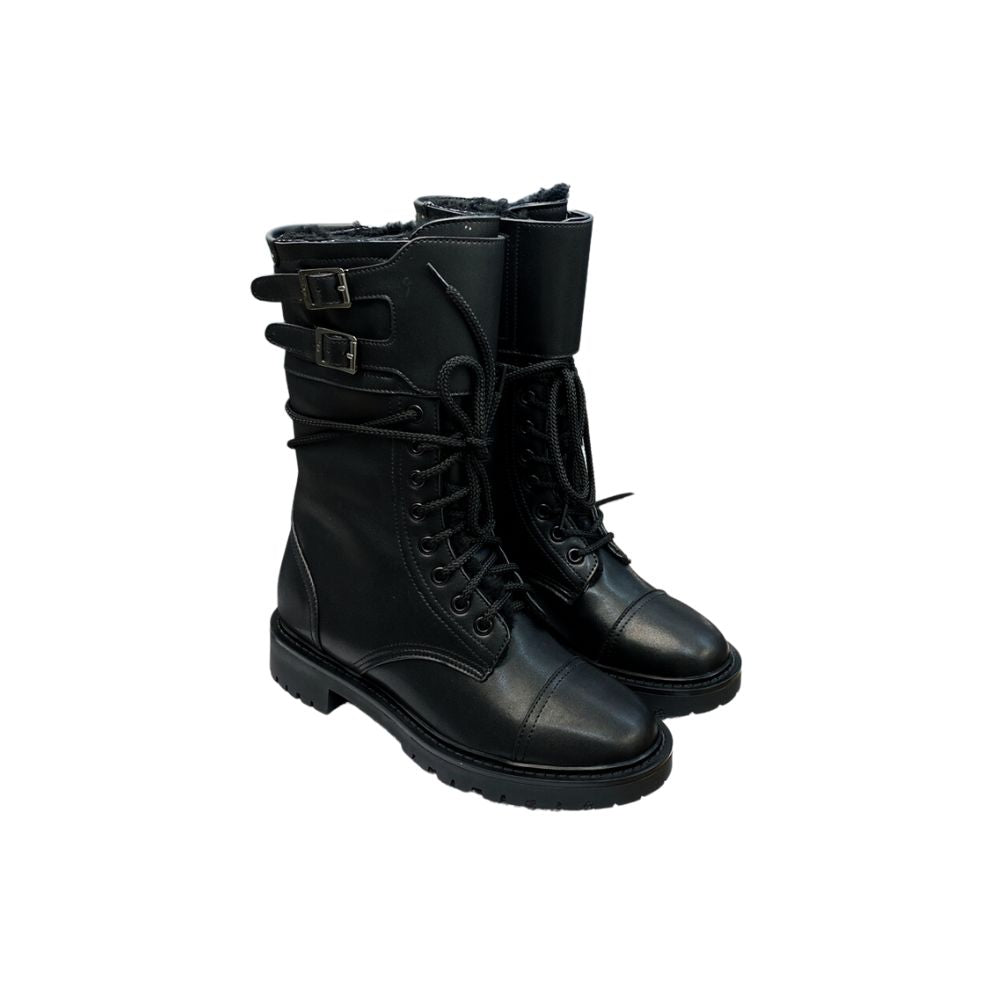 DD D TRAP ANKLE BOOT CALFSKIN AND SHEARLING BLACK