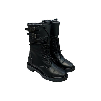 DD D TRAP ANKLE BOOT CALFSKIN AND SHEARLING BLACK