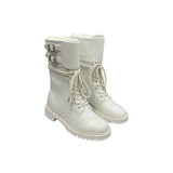 DD D TRAP ANKLE BOOT CALFSKIN AND SHEARLING WHITE