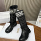 DD D MAJOR BOOT CALFSKIN AND CANNAGE TWEED BLACK AND WHITE KCI981CWY S17X
