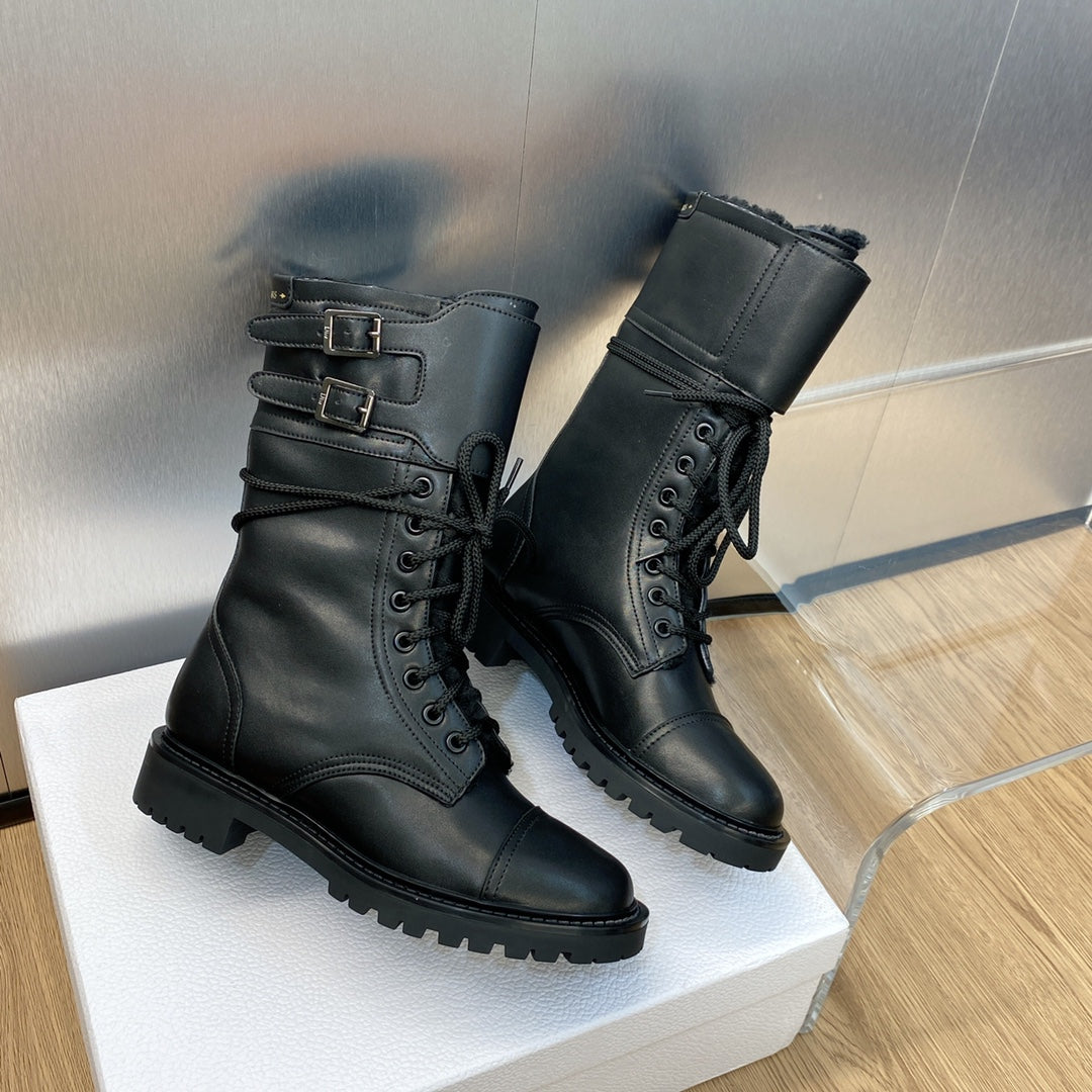 DD D TRAP ANKLE BOOT CALFSKIN AND SHEARLING BLACK