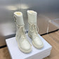 DD D TRAP ANKLE BOOT CALFSKIN AND SHEARLING WHITE