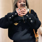 LV CHUNKY HALF ZIP PULLOVER BLACK 1AHC11
