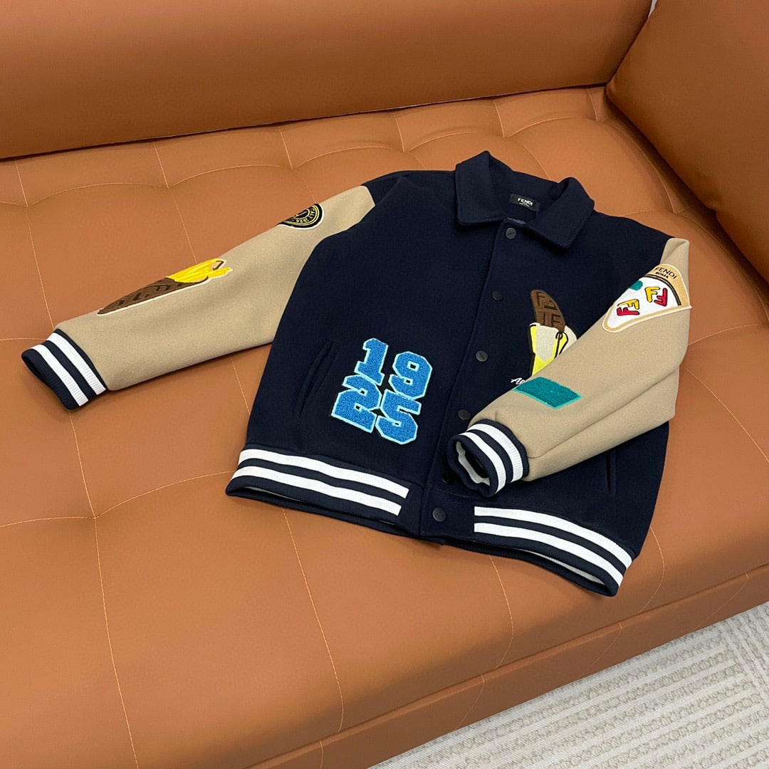 FD FDLICIOUS BOMBER JACKET BEIGE AND BLUE FW1348ATEAF1R4X