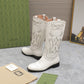GG WOMEN'S BOOT WITH DOUBLE G AND STUDS WHITE