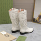 GG WOMEN'S BOOT WITH DOUBLE G AND STUDS WHITE
