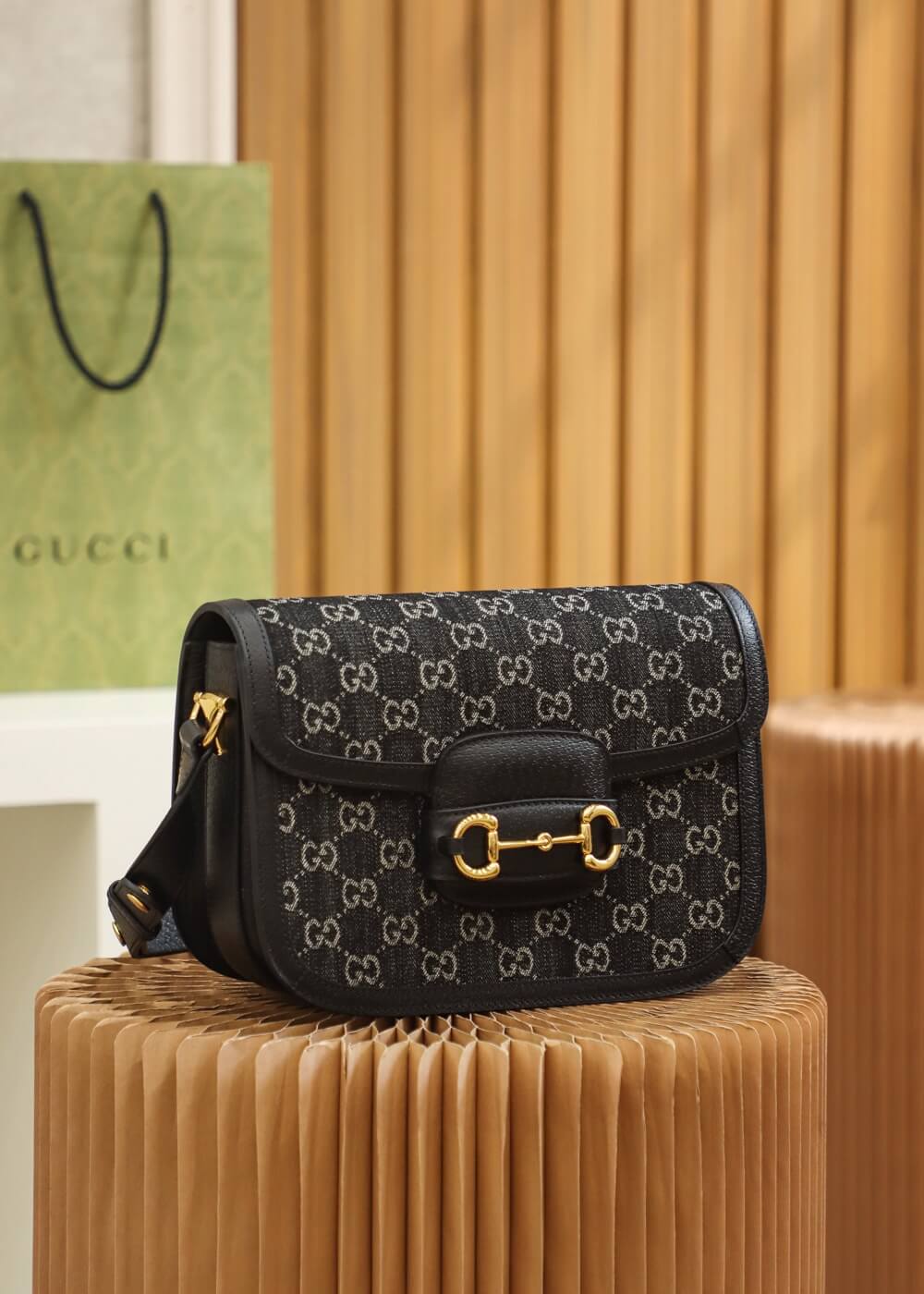 GG 602204 shoulder bag bag Leather black
