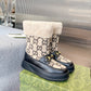 GG 1955 HORSEBIT SNOW BOOTS LEATHER AND SHEARLING IN BLACK BEIGE