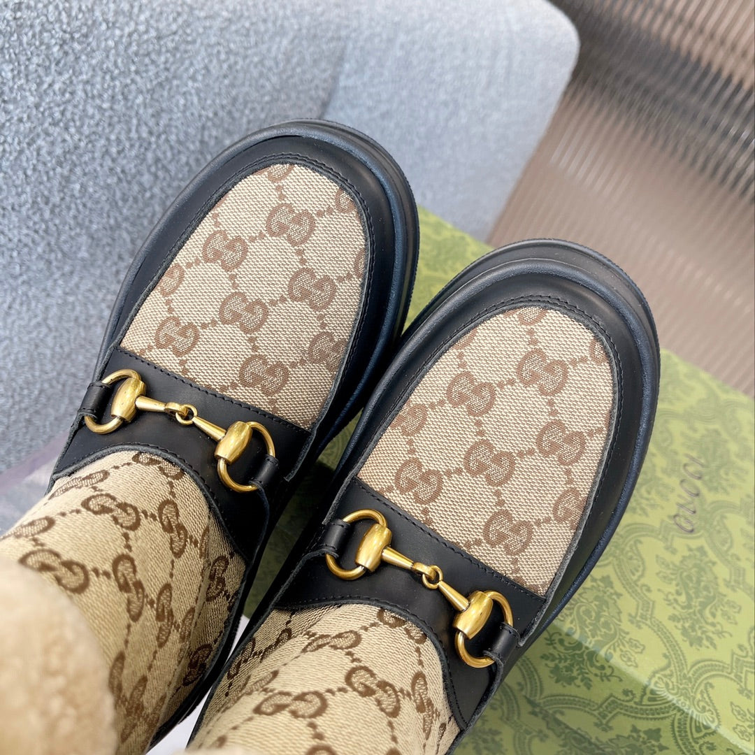 GG 1955 HORSEBIT SNOW BOOTS GG CANVAS IN BLACK