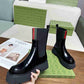 GG WOMEN'S BOOT WITH WEB ANAND LEATHER BLACK ?806398 AAD6T 1052