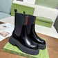 GG WOMEN'S BOOT WITH WEB ANAND LEATHER BLACK ?806398 AAD6T 1052