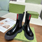 GG WOMEN'S BOOT WITH WEB ANAND LEATHER BLACK ?806398 AAD6T 1052