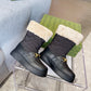 GG HORSEBIT CHEVRON QUILTED BOOTS BLACK