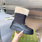 GG HORSEBIT CHEVRON QUILTED BOOTS BLACK