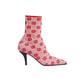 GG GG 75MM KNIT ANKLE BOOTS RED FLUORESCENT WHITE FABRIC 718378 FAAQP 5810