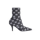 GG GG 75MM KNIT ANKLE BOOTS BLACK WHITE FABRIC 718378 FAAQP 1008