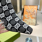 GG GG 75MM KNIT ANKLE BOOTS BLACK WHITE FABRIC 718378 FAAQP 1008