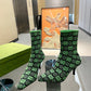 GG GG 75MM KNIT ANKLE BOOTS BLACK FLUORESCENT GREEN FABRIC718378 FAAQP 1004
