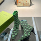 GG GG 75MM KNIT ANKLE BOOTS BLACK FLUORESCENT GREEN FABRIC718378 FAAQP 1004