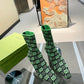 GG GG 75MM KNIT ANKLE BOOTS BLACK FLUORESCENT GREEN FABRIC718378 FAAQP 1004