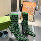 GG GG 75MM KNIT ANKLE BOOTS BLACK FLUORESCENT GREEN FABRIC718378 FAAQP 1004