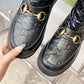 GG 1955 HORSEBIT SNOW BOOTS JACQUARD FABRIC BLACK LEATHER