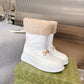 GG HORSEBIT CHEVRON QUILTED BOOTS WHITE