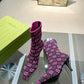 GG GG 75MM KNIT ANKLE BOOTS BLACK FLUORESCENT PINK FABRIC 718378 FAAQP 8610