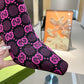 GG GG 75MM KNIT ANKLE BOOTS BLACK FLUORESCENT PINK FABRIC 718378 FAAQP 8610