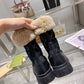GG 1955 HORSEBIT SNOW BOOTS VELVET FABRIC BLACK