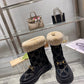 GG 1955 HORSEBIT SNOW BOOTS VELVET FABRIC BLACK