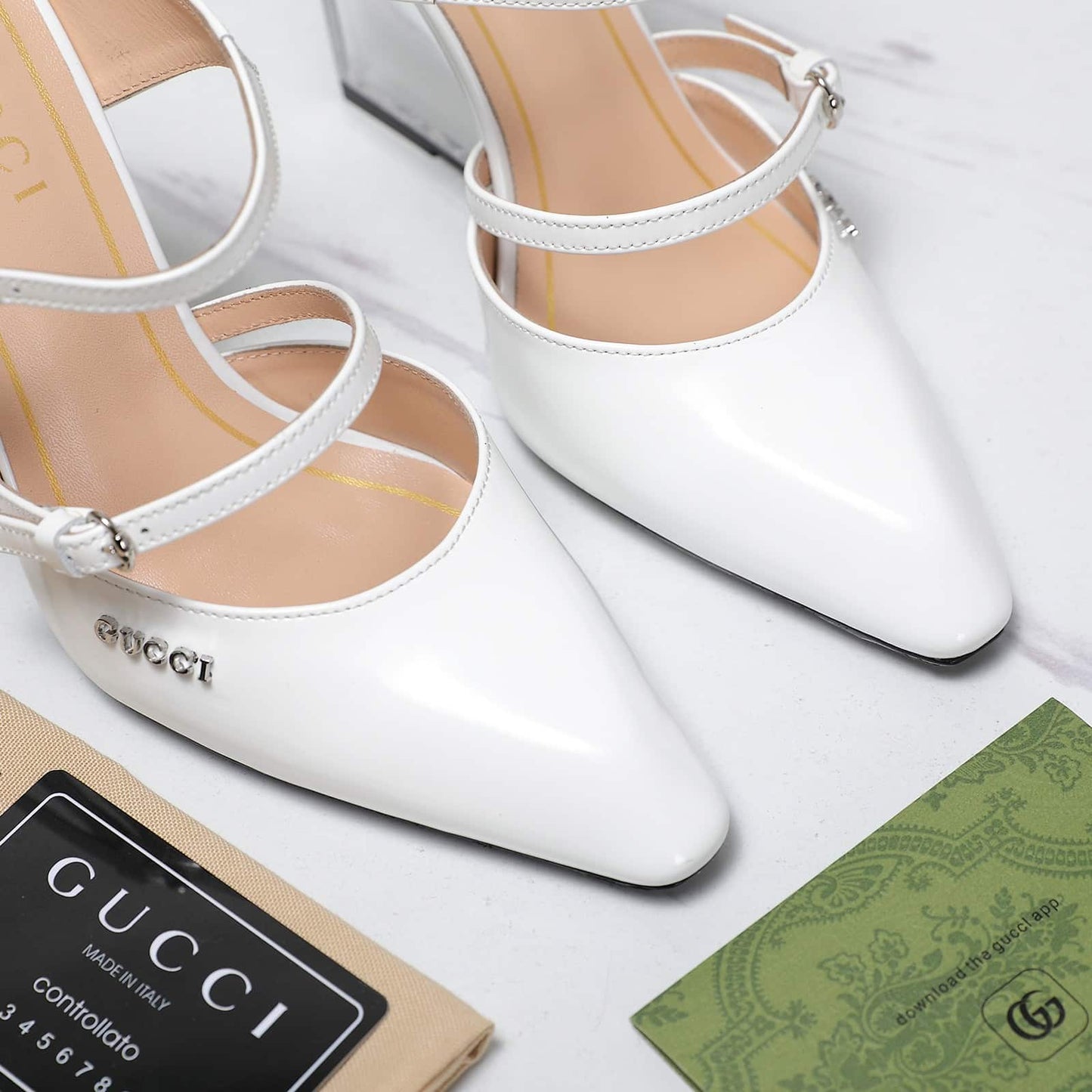 GG WOMEN'S WEDGE MULE WHITE 827856 CLG00 9014