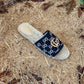GC new MARMONT SLIDES slippers black starboard flat canvas sandals