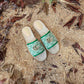 GC new MARMONT SLIDES slippers green starboard flat canvas sandals
