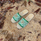 GC new MARMONT SLIDES slippers green starboard flat canvas sandals