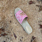 GC new MARMONT SLIDES slippers rose red starboard flat canvas sandals