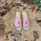 GC new MARMONT SLIDES slippers rose red starboard flat canvas sandals