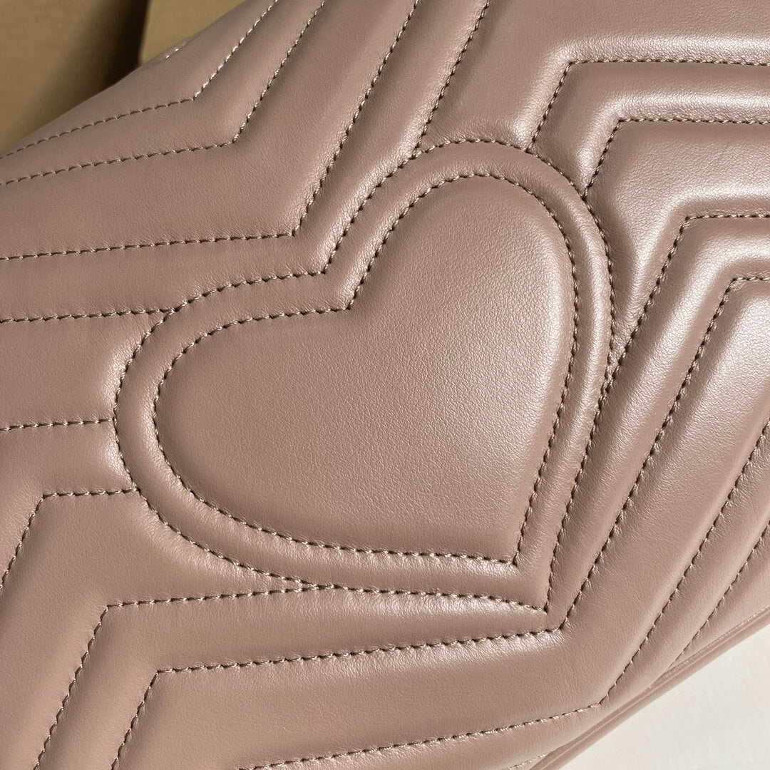 ?443496 GG Marmont medium matelassé shoulder bag Nude pink leather gold hardware