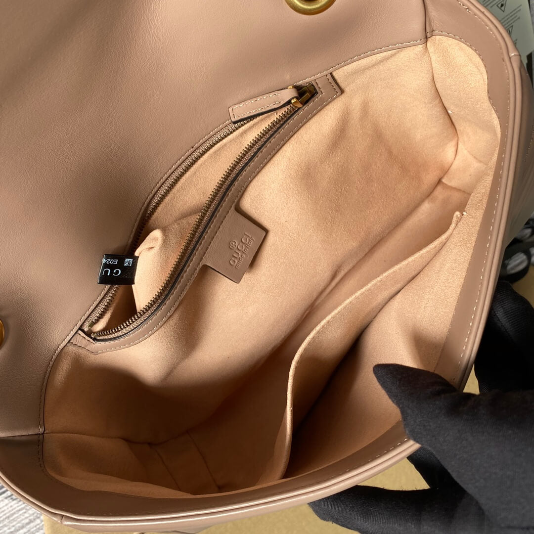 ?443496 GG Marmont medium matelassé shoulder bag Nude pink leather gold hardware