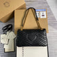 ?443496 GG Marmont medium matelassé shoulder bag black leather gold hardware