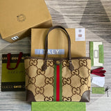 GG TOTE Bag Handbag Brown Medium Canvas 631685