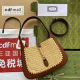 GG 636709 woven subaxillary bag 27cm brown cowhide