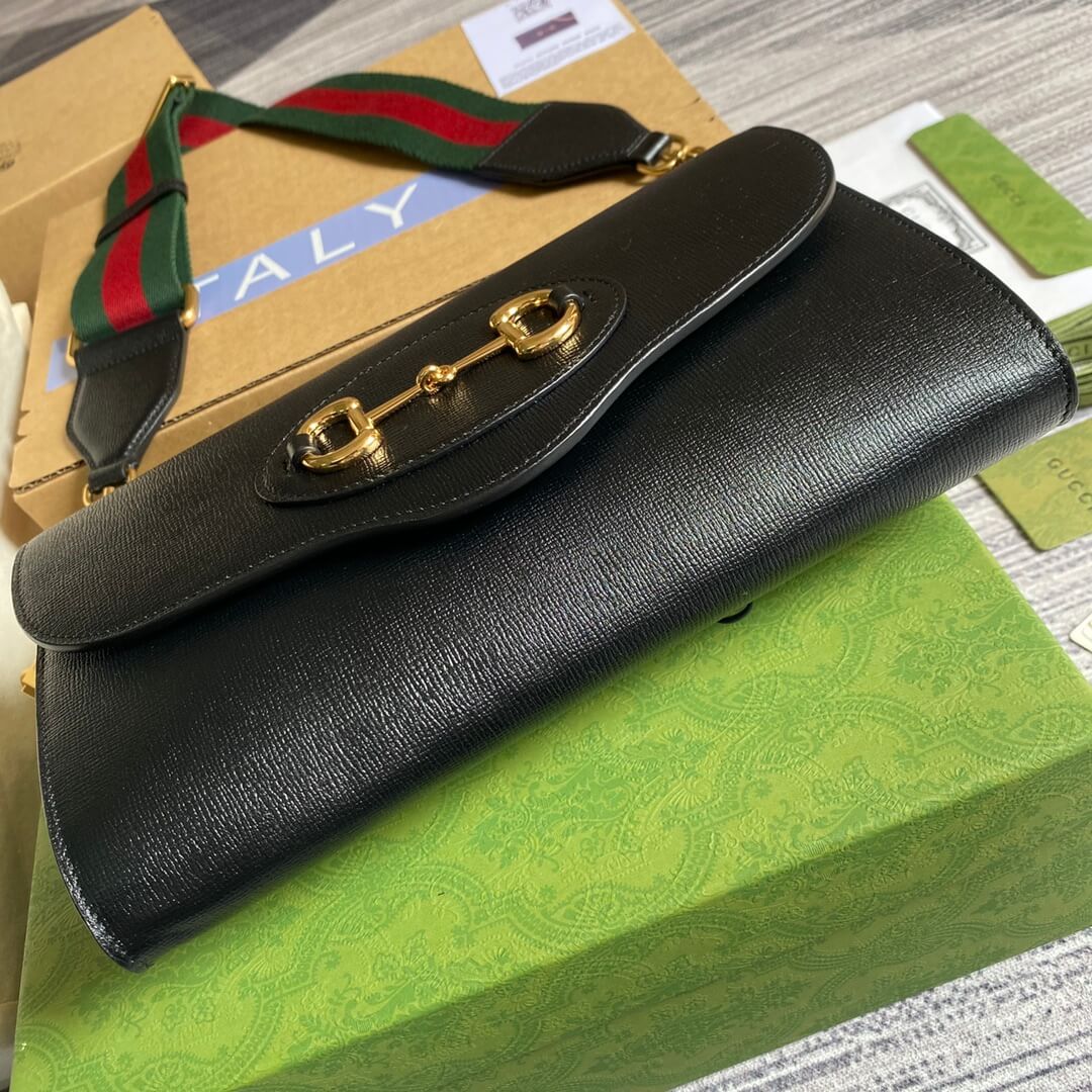 GG Horsebit Envelope chain sling bag black