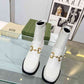 GG HORSEBIT PLAQUE ANKLE BOOTS OFF WHITE