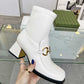 GG HORSEBIT PLAQUE ANKLE BOOTS OFF WHITE