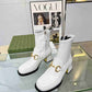 GG HORSEBIT PLAQUE ANKLE BOOTS OFF WHITE