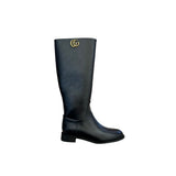 GG GG LEATHER HIGH BOOTS BLACK
